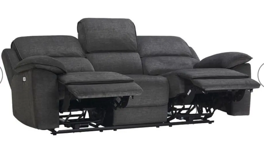 3+1 Oak 3 + 1 Seater Electric Recliner Sofa | Plush Charcoal Fabric