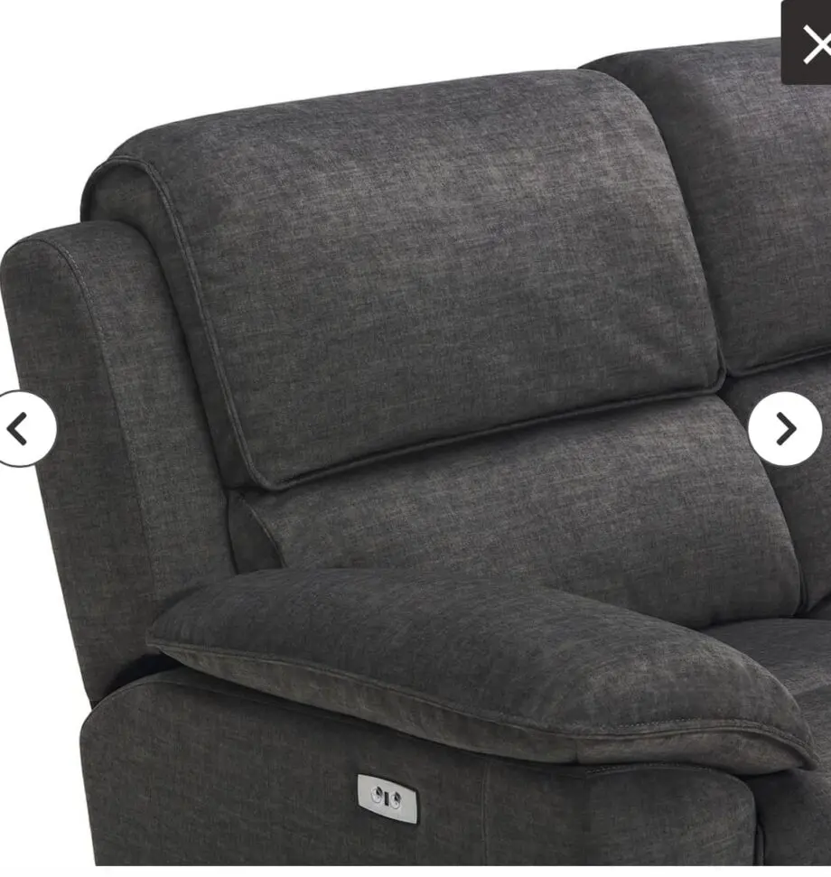 3+1 Oak 3 + 1 Seater Electric Recliner Sofa | Plush Charcoal Fabric