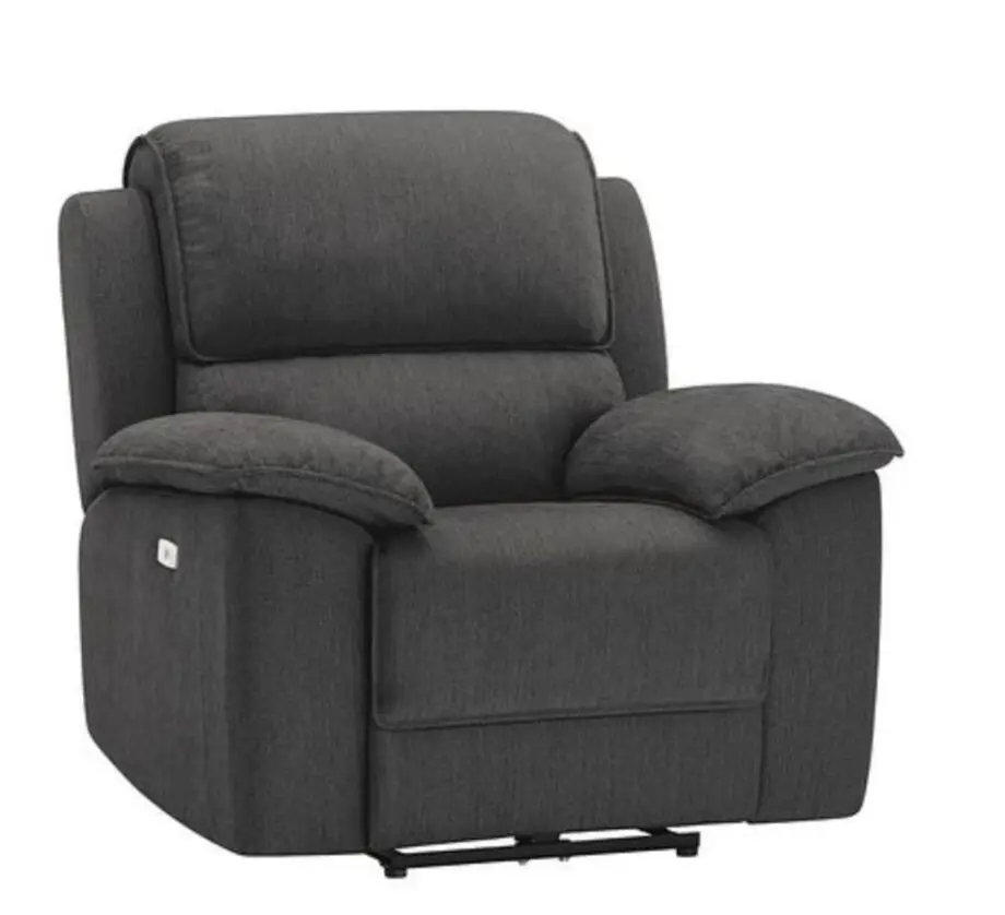 3+1 Oak 3 + 1 Seater Electric Recliner Sofa | Plush Charcoal Fabric