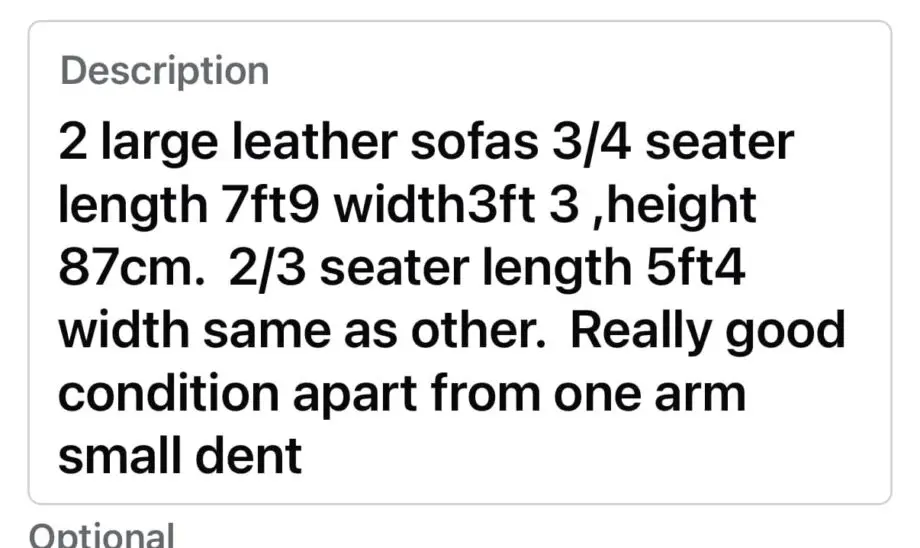 Black leather , big 3/4 seater and a 2/3 seater
