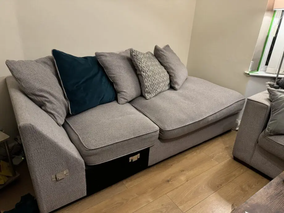 Large Grey/ Teal Chaise Corner Sofa