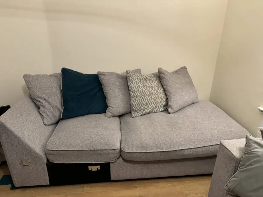Large Grey/ Teal Chaise Corner Sofa