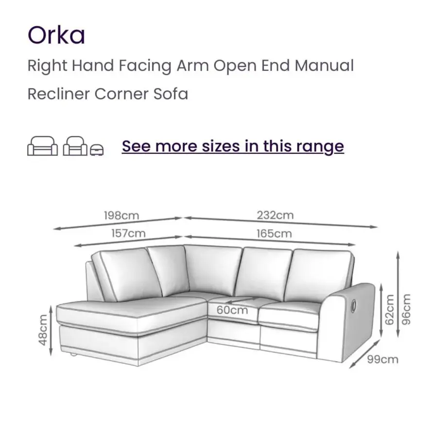 DFS Orka Manual Recliner Corner Sofa - Grey