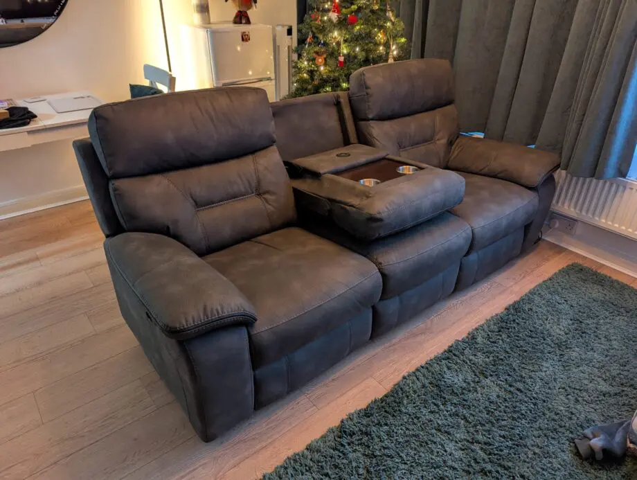 DFS Foster 3 Seater Power Recliner with Table - Charcoal