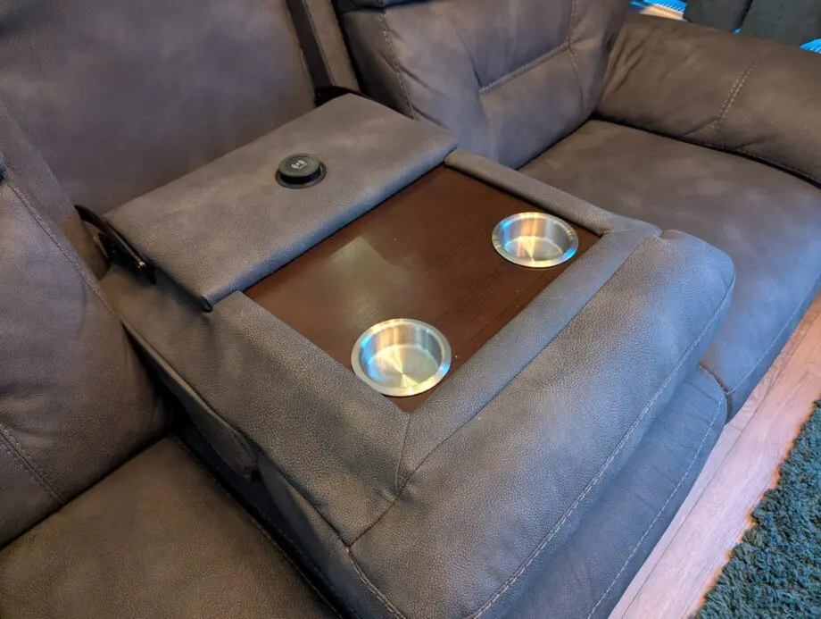 DFS Foster 3 Seater Power Recliner with Table - Charcoal