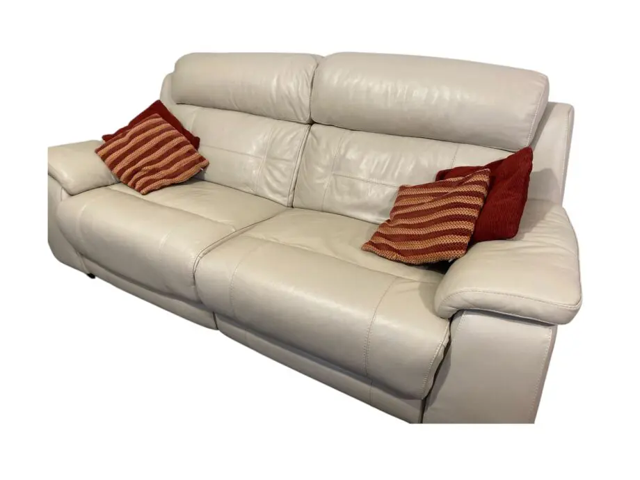 Leather cream 4 seater recliner sofa and arm chair