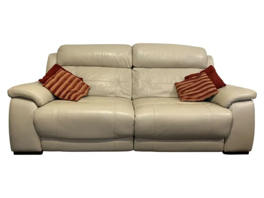Leather cream 4 seater recliner sofa and arm chair