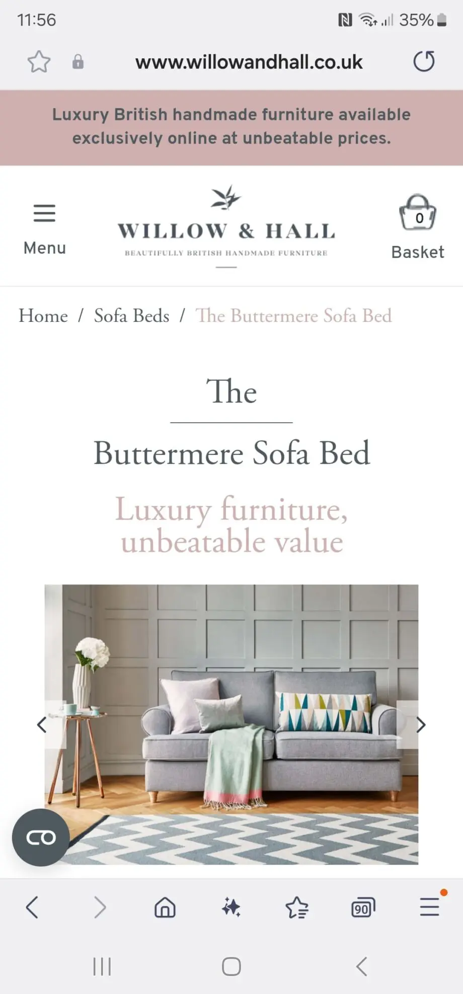 Willow & Hall Grey 2 Seater Sofa Bed