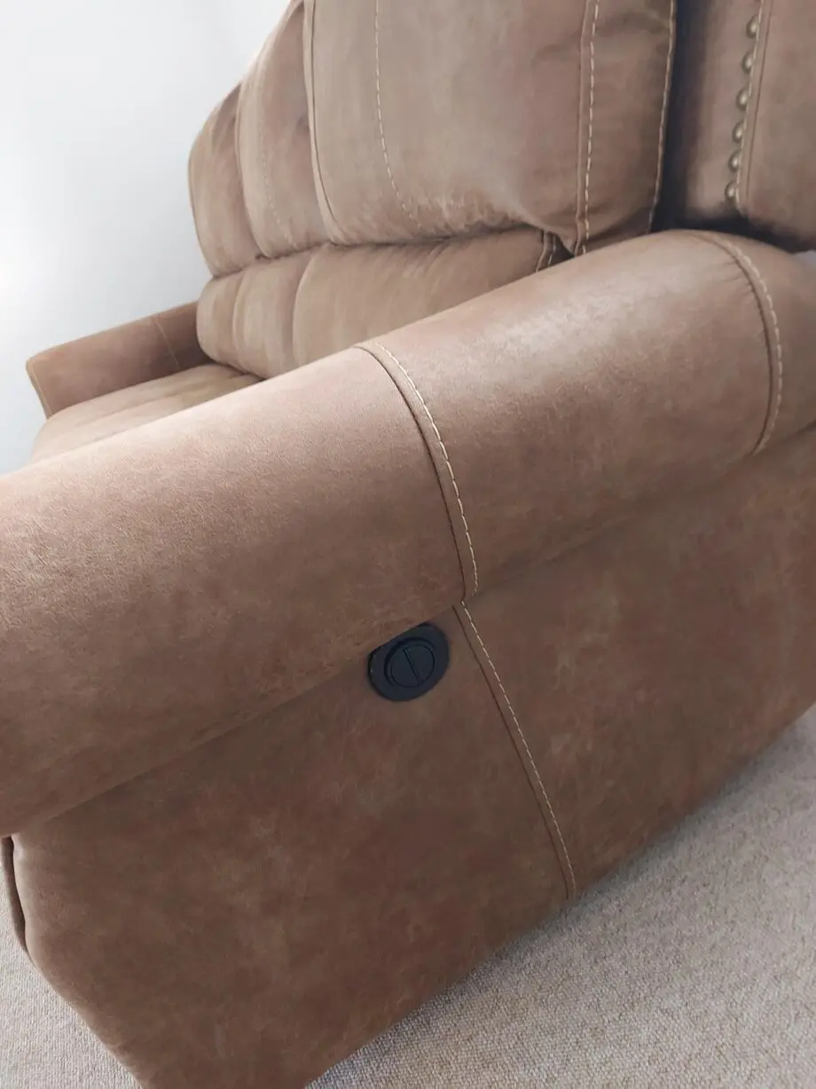 Oak Furniture Land Savannah Beige/Brown Suede Electric Recliner Sofa