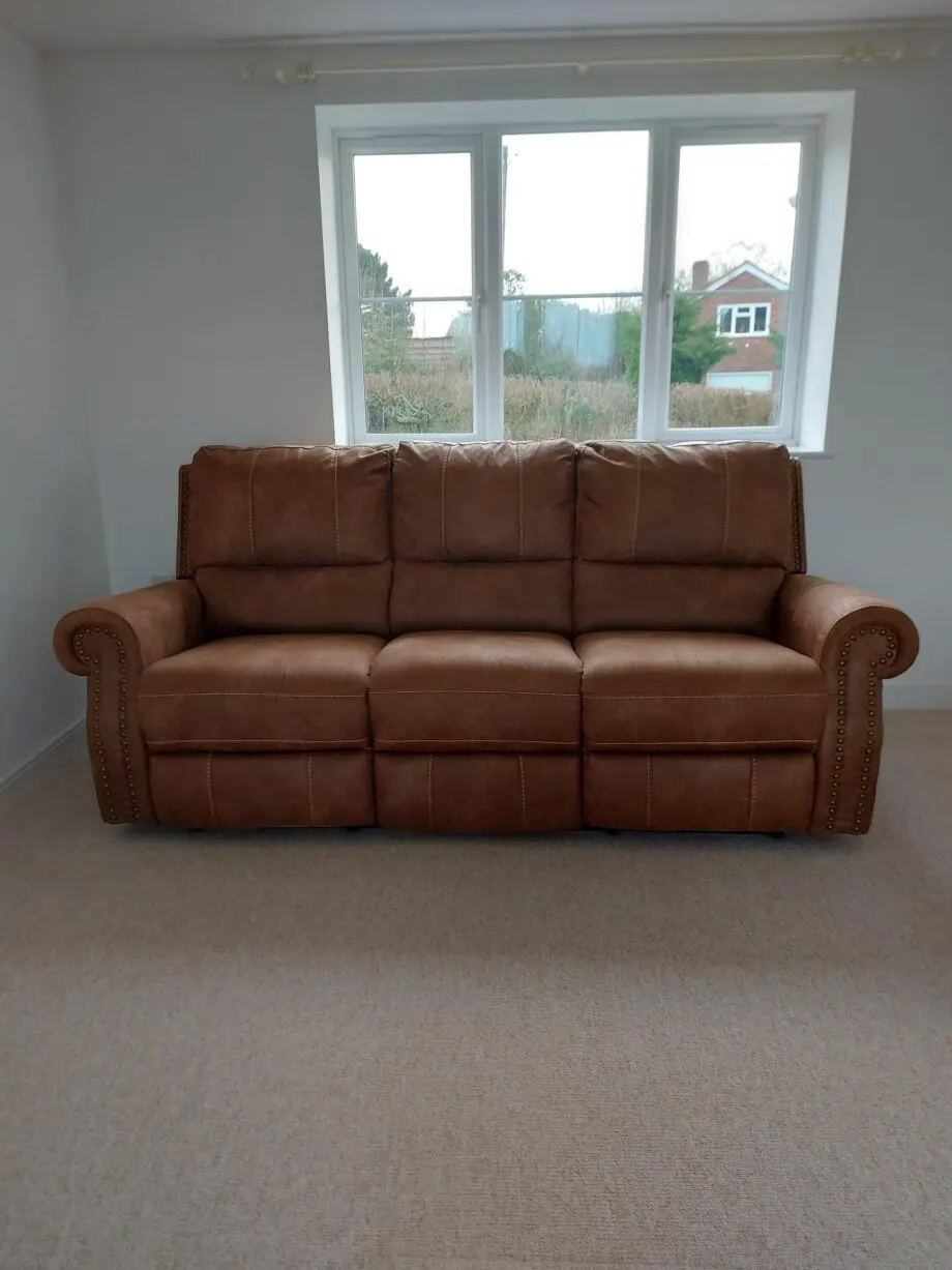 Oak Furniture Land Savannah Beige/Brown Suede Electric Recliner Sofa
