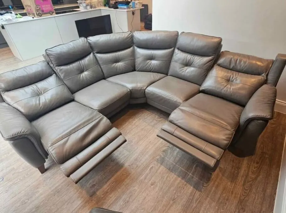 Grey leather Corner sofa