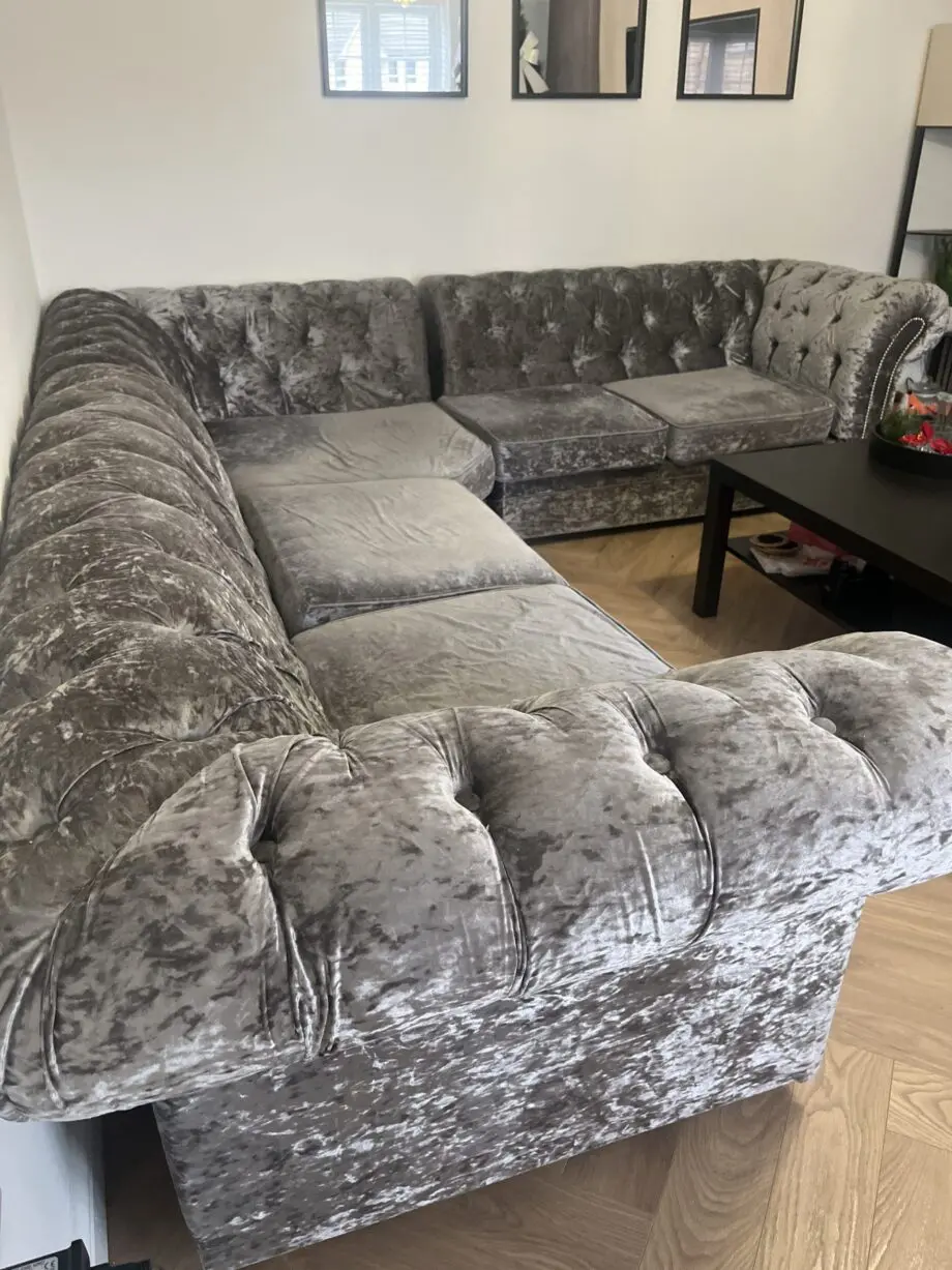 Crushed Grey large corner sofa
