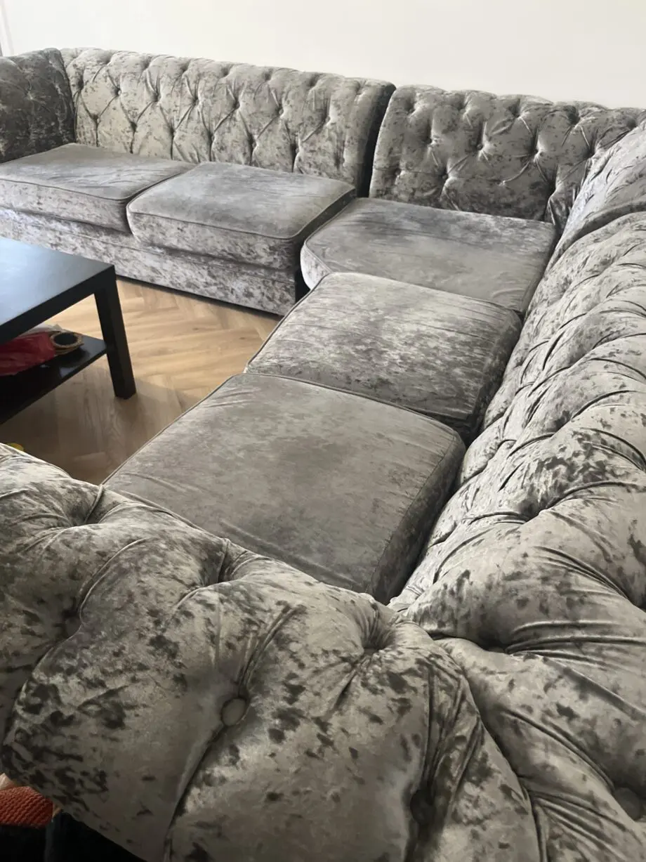 Crushed Grey large corner sofa