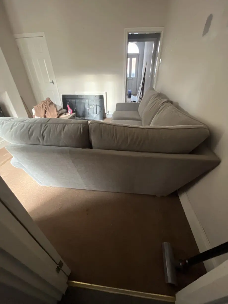 L Gray traditional sofa