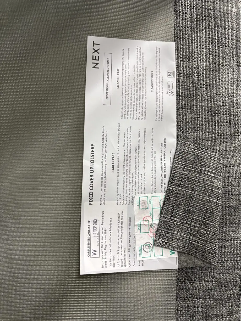 Next Stamford Boucle Weave Grey Large Sofa