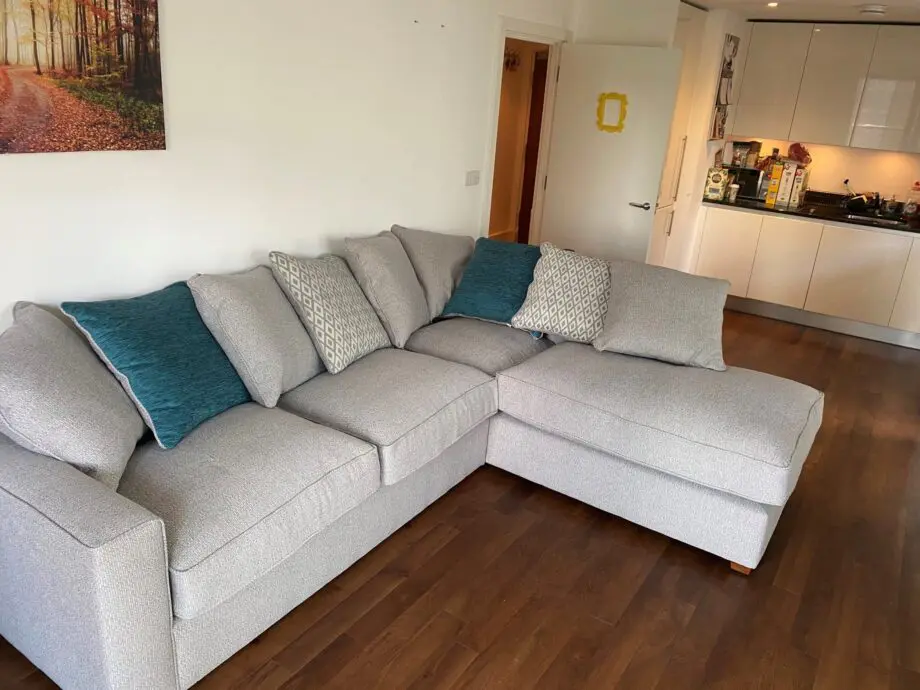 Large Grey/ Teal Chaise Corner Sofa