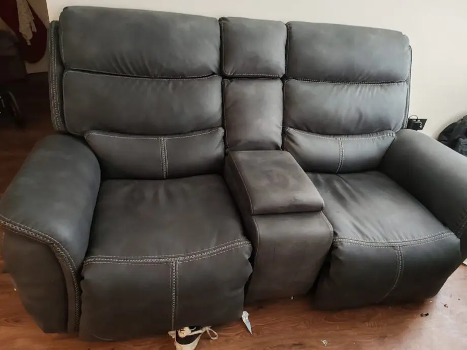 2 seater grey recliner sofa