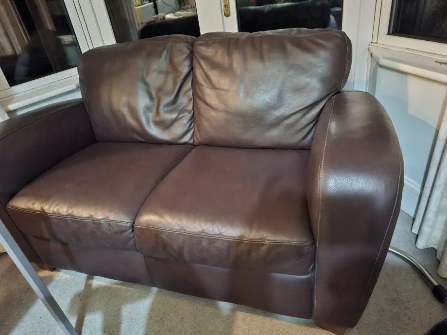 Brown leather sofa