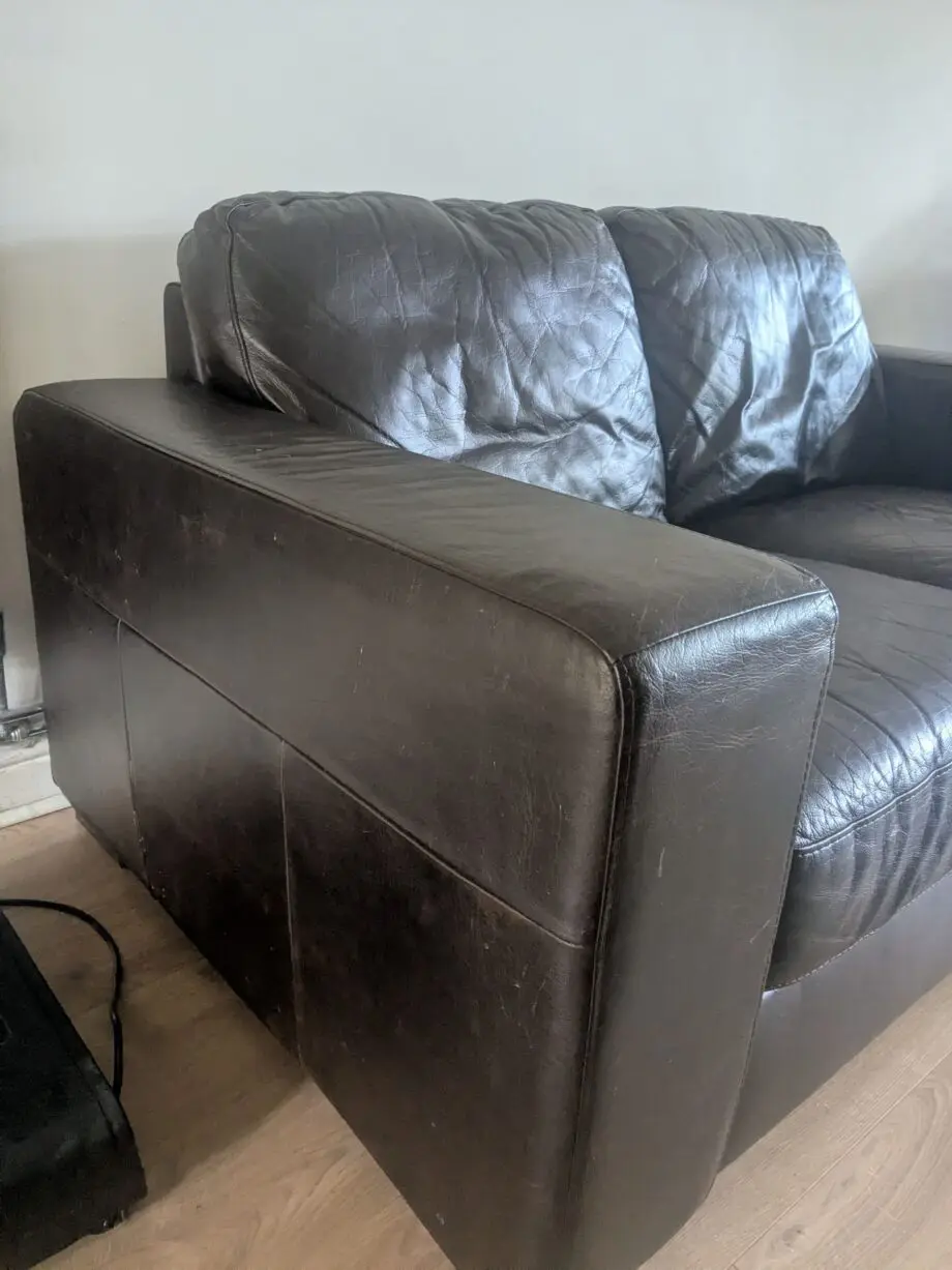 Whisky Brown Real Leather 2 Seater Sofa & Armchair