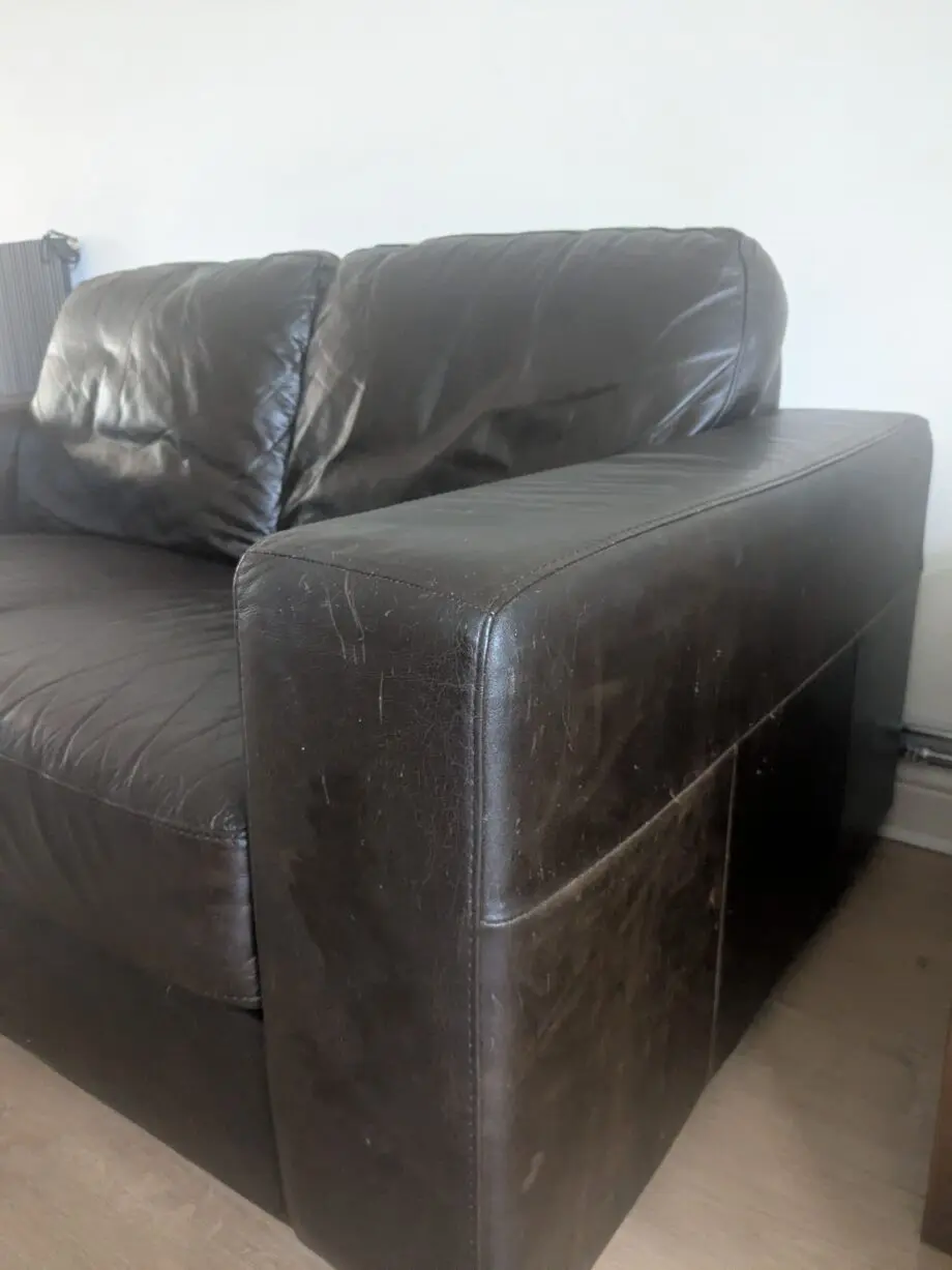 Whisky Brown Real Leather 2 Seater Sofa & Armchair