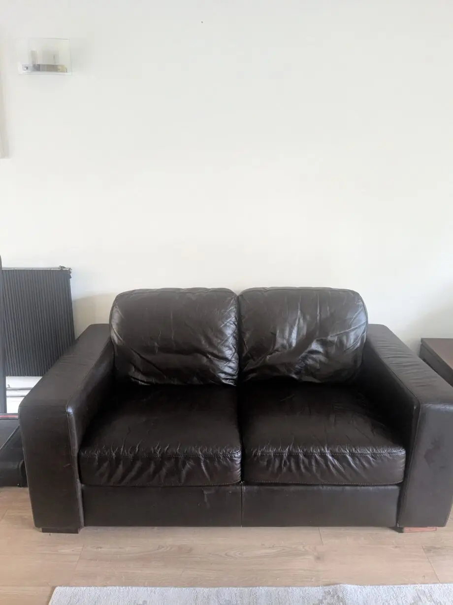 Whisky Brown Real Leather 2 Seater Sofa & Armchair