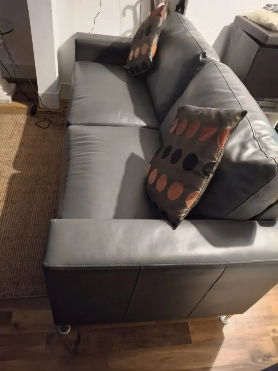 Nice Grey bonded leather x2 sofas