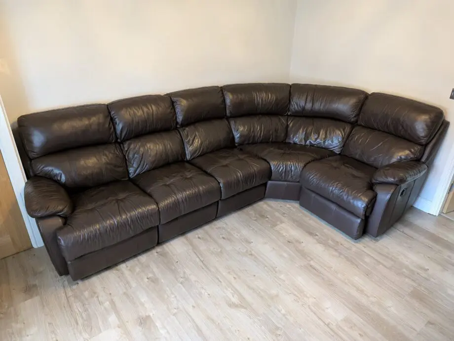 Brown Leather Corner Recliner Sofa