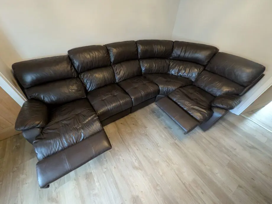 Brown Leather Corner Recliner Sofa