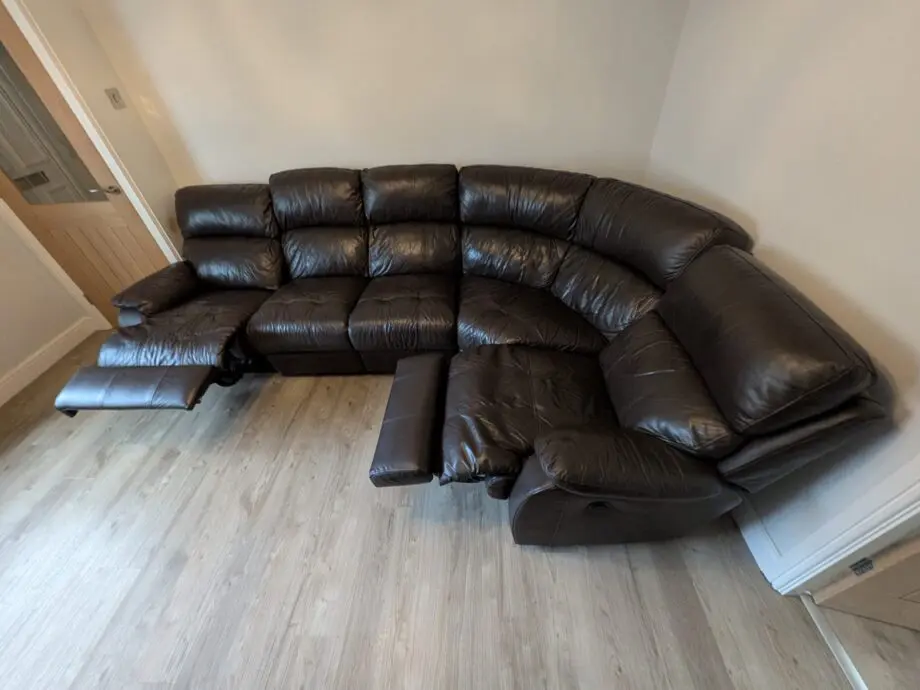 Brown Leather Corner Recliner Sofa