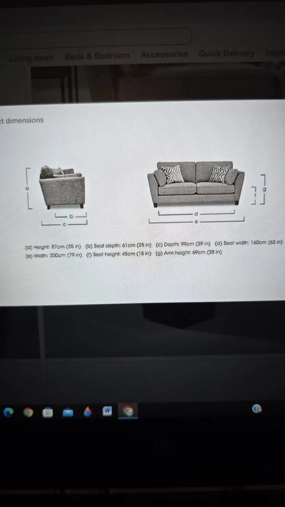 Three seater Sofa, Grey colour, Furniture Village