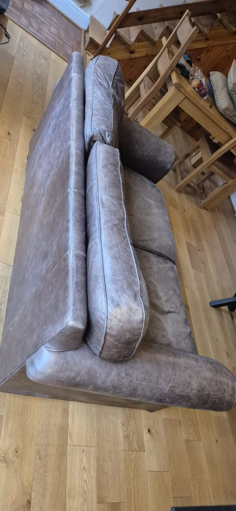 Laura Ashley brown leather sofa