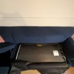 Blue velvet 3 seater L shape sofa bed