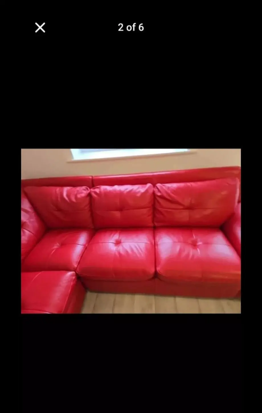 Red leather italian sofa 5 seats