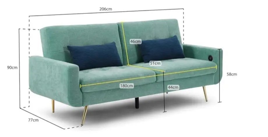 3 seater sofa bed from Honeypot furniture.