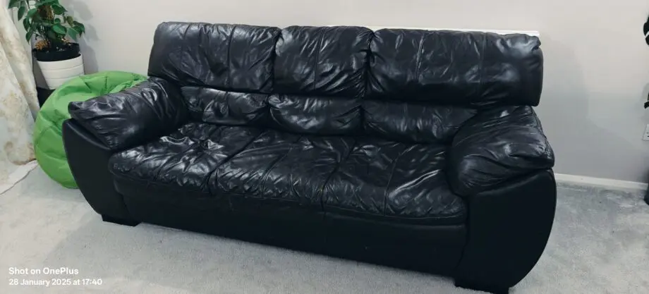 Dfs+dark brown+3 seater sofa