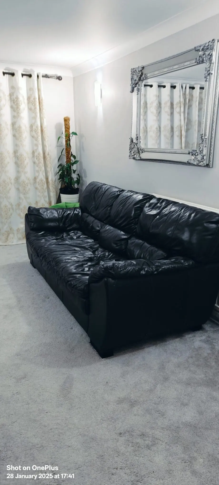 Dfs+dark brown+3 seater sofa