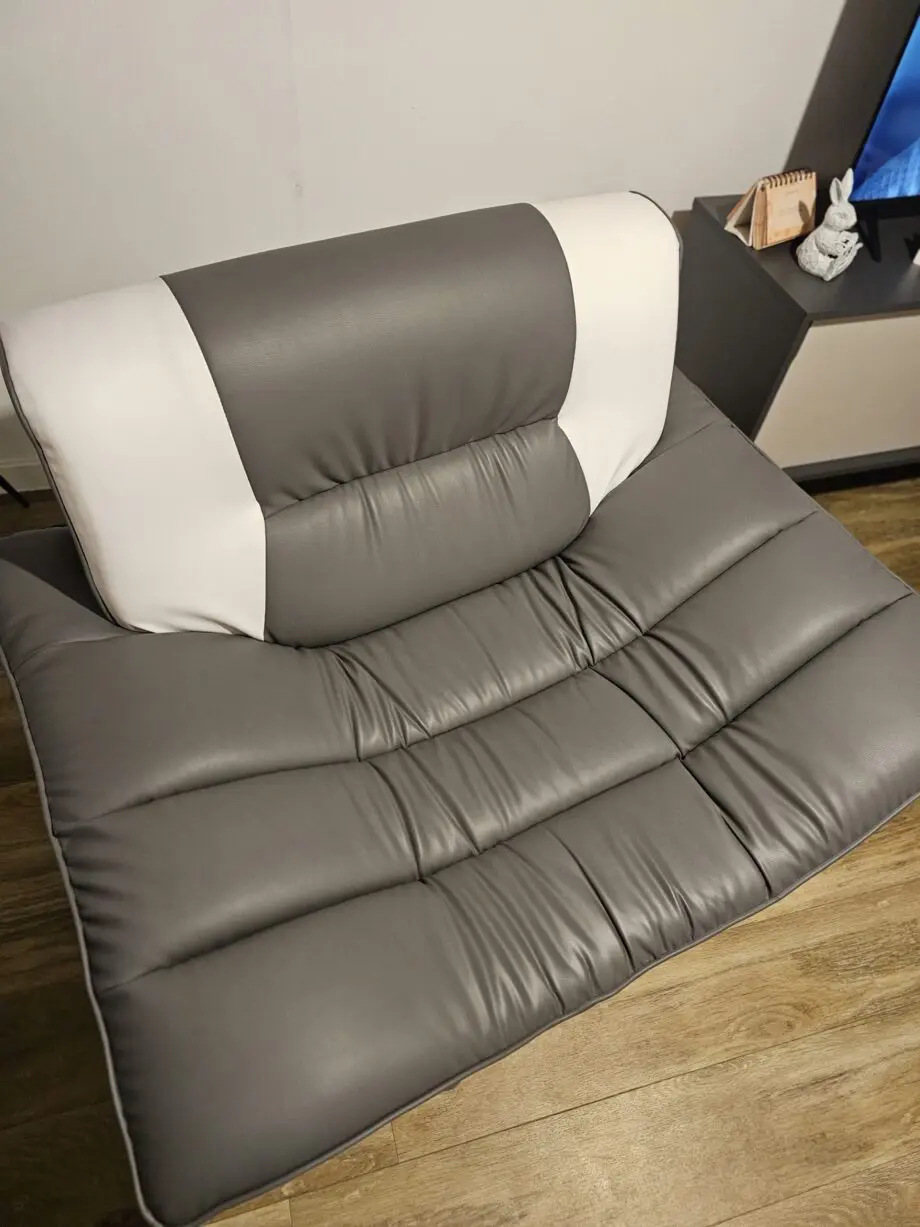 Honeypot Sofa - Napoli Armchair for Living Room - White/Grey Faux Leather Upholstered 1 Seater Single Sofa