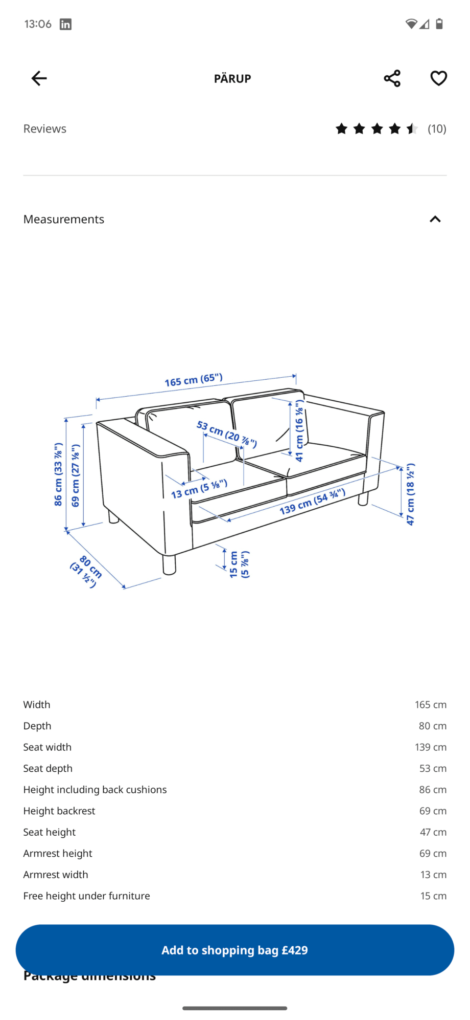 IKEA Parup Off white 3 seater sofa