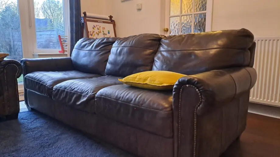 Brown leather DFS 3 seater and 2 seater chair