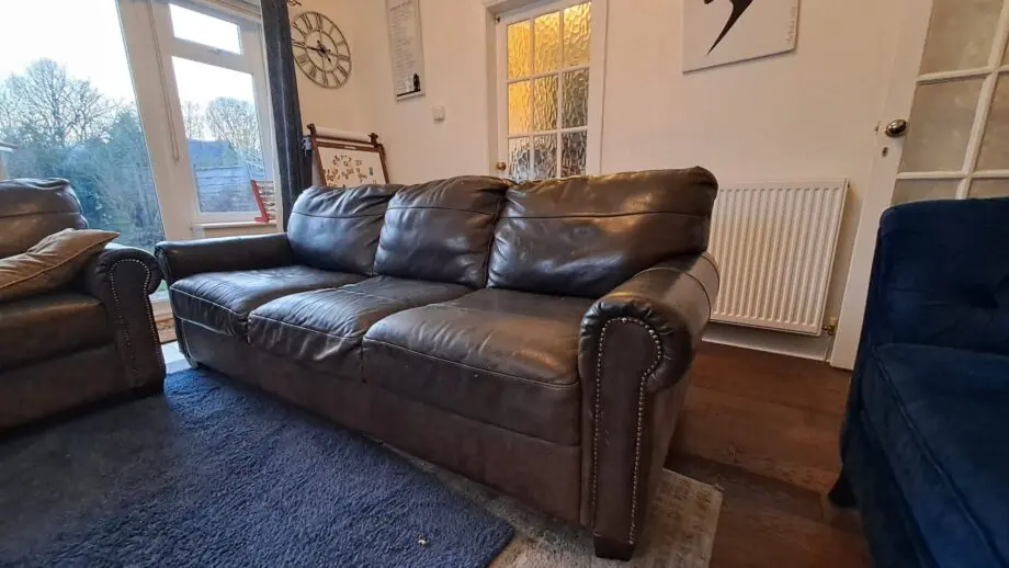 Brown leather DFS 3 seater and 2 seater chair