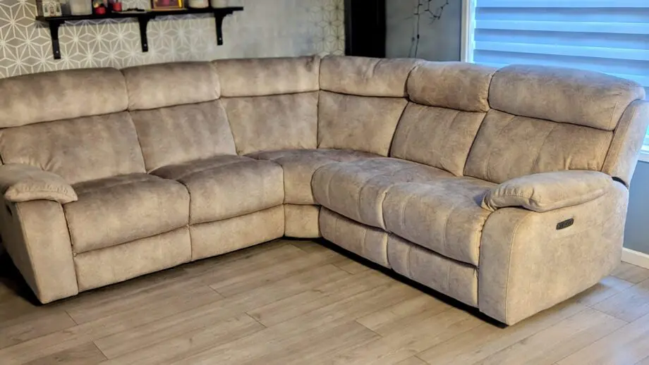 Moreno fabric power recliner corner sofa with power headrest