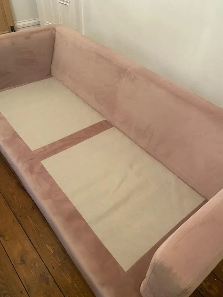 DWELL Lugano 4 seater pink velvet sofa