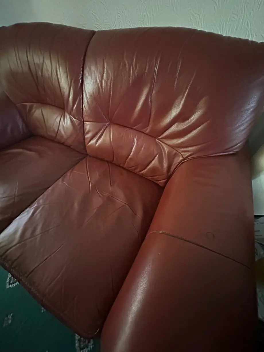 DFS 4 piece Sofa set in terracotta with foot stool