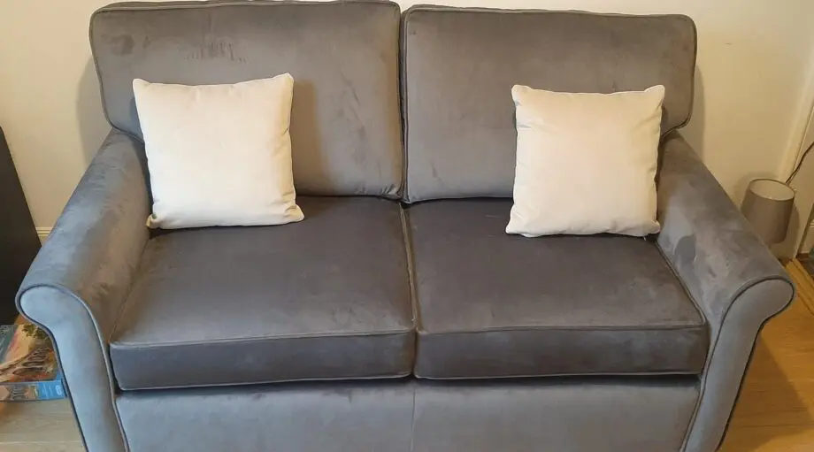 Alston 2 Seater Sofa Bed Gun Metal.Plush Velvet