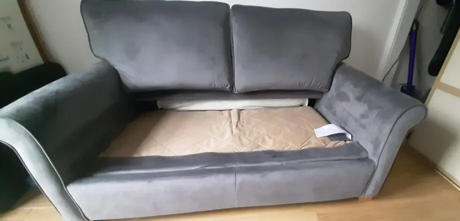 Alston 2 Seater Sofa Bed Gun Metal.Plush Velvet