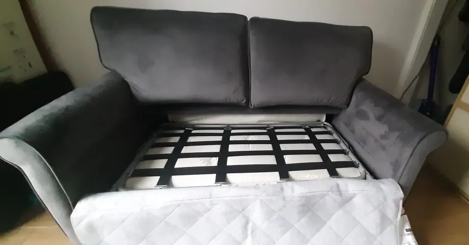 Alston 2 Seater Sofa Bed Gun Metal.Plush Velvet