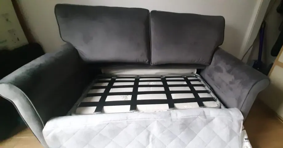 Alston 2 Seater Sofa Bed Gun Metal.Plush Velvet