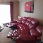 4 seater red electric leather sofa