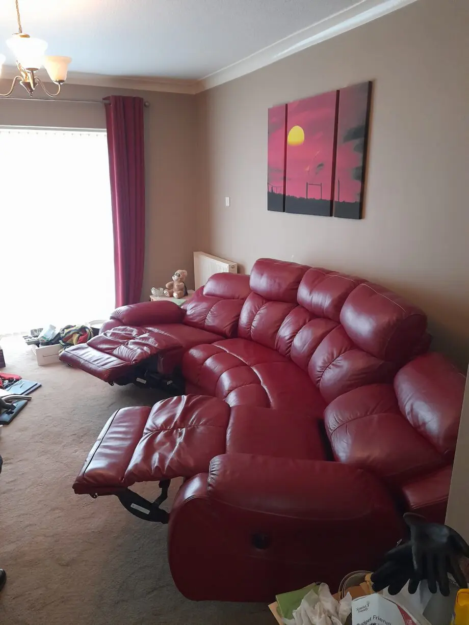 4 seater red electric leather sofa