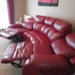 4 seater red electric leather sofa